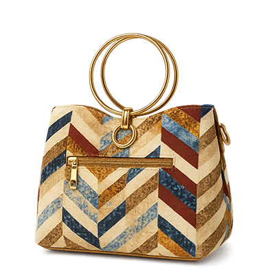 Ladies Chevron Pattern Ring Handle Clutch